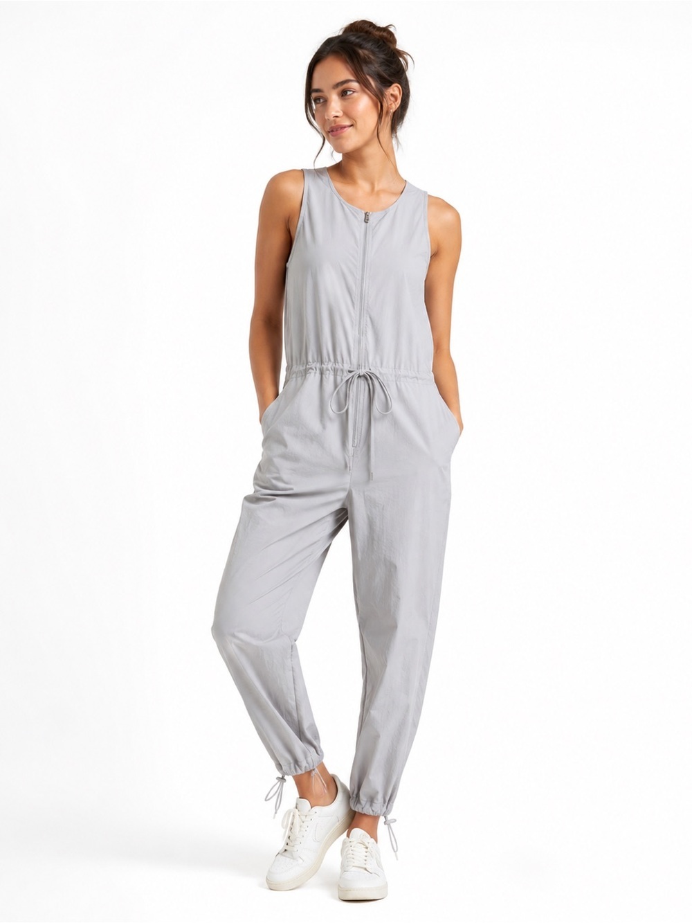 Athleta Flex Sleeveless Lightweight Activewear Jumpsuit XS Galactic Grey